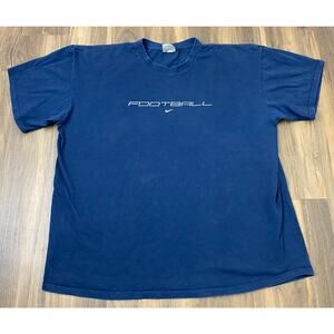 VTG Y2K Nike Silver Tag Football navy cotton graphic short sleeve t-shirt, XXL
